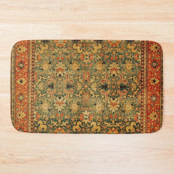Item preview, Tabriz Green Orange Rug Print designed and sold by Vicky Brago-Mitchell®.