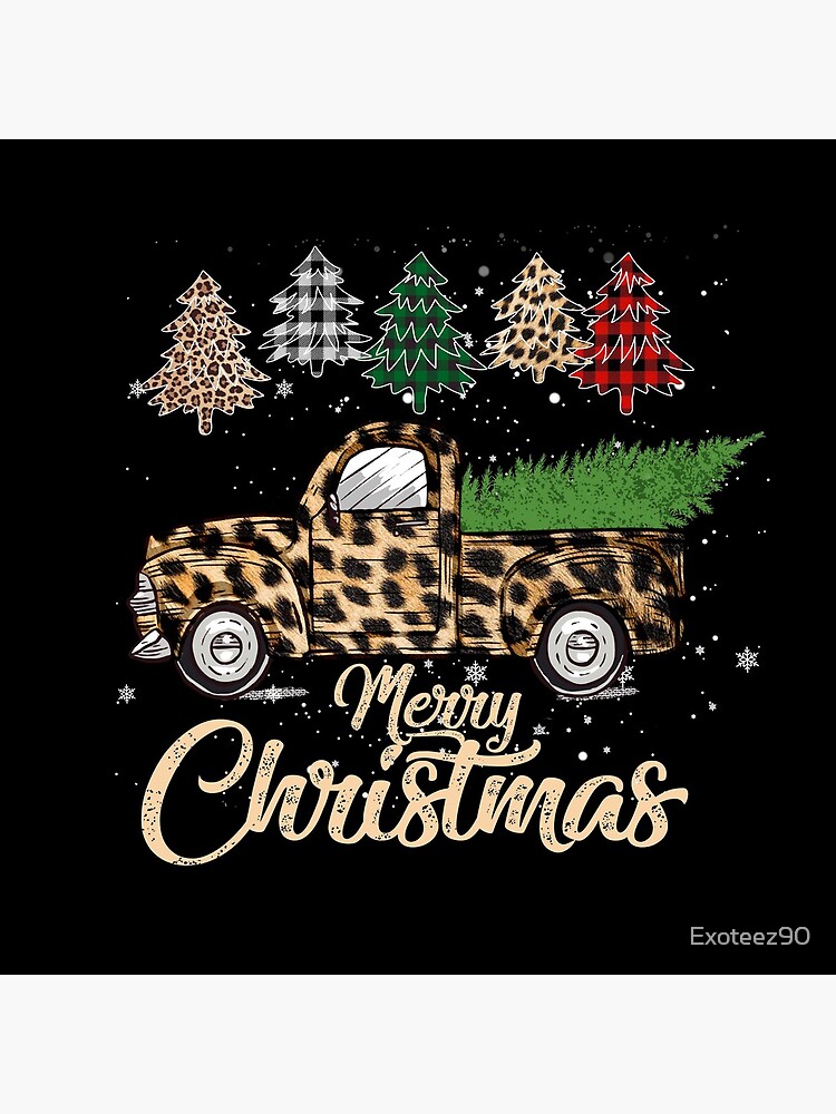 Disover Merry Christmas Leopard print Truck Bufflalo Tree Gift Clock