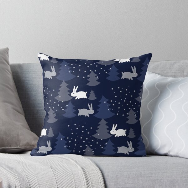 Item preview, Blue Christmas Trees with Snow Rabbits Seamless Pattern designed and sold by Trinket-Trickster.