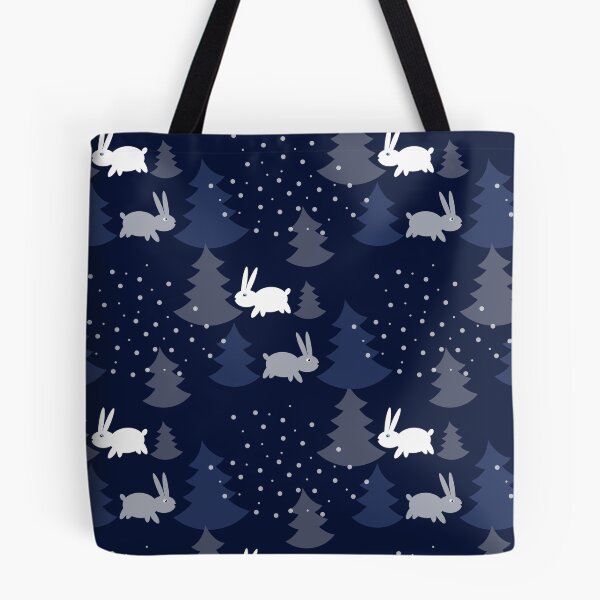 Item preview, Blue Christmas Trees with Snow Rabbits Seamless Pattern designed and sold by Trinket-Trickster.