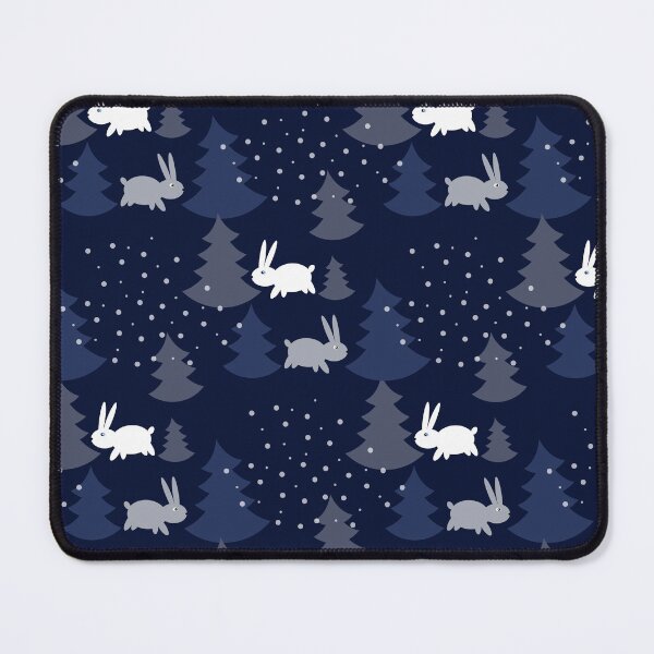 Item preview, Blue Christmas Trees with Snow Rabbits Seamless Pattern designed and sold by Trinket-Trickster.