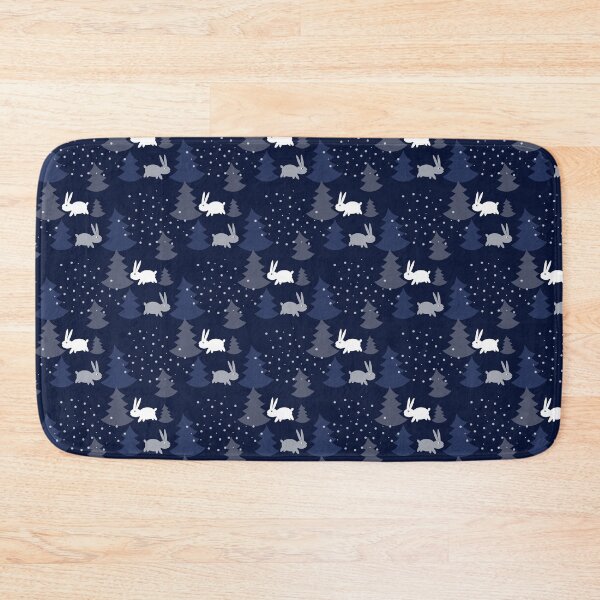 Item preview, Blue Christmas Trees with Snow Rabbits Seamless Pattern designed and sold by Trinket-Trickster.