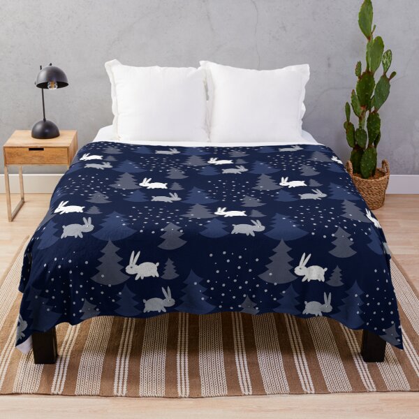 Item preview, Blue Christmas Trees with Snow Rabbits Seamless Pattern designed and sold by Trinket-Trickster.