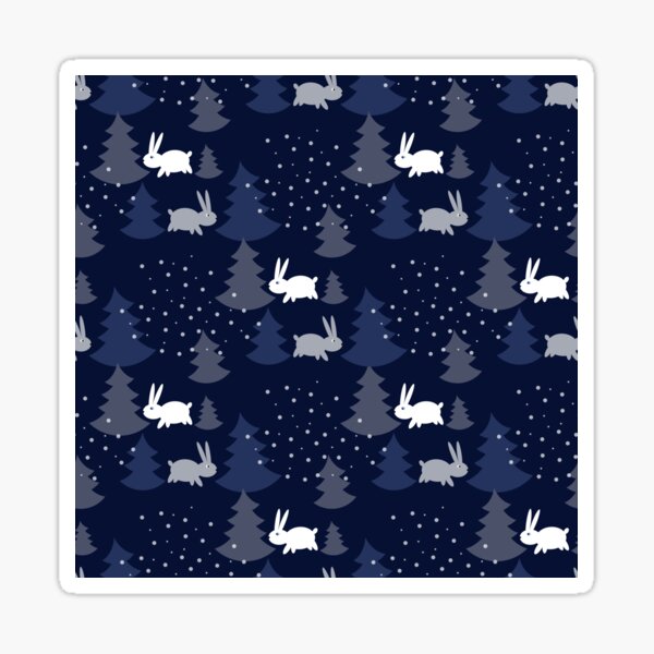 Item preview, Blue Christmas Trees with Snow Rabbits Seamless Pattern designed and sold by Trinket-Trickster.