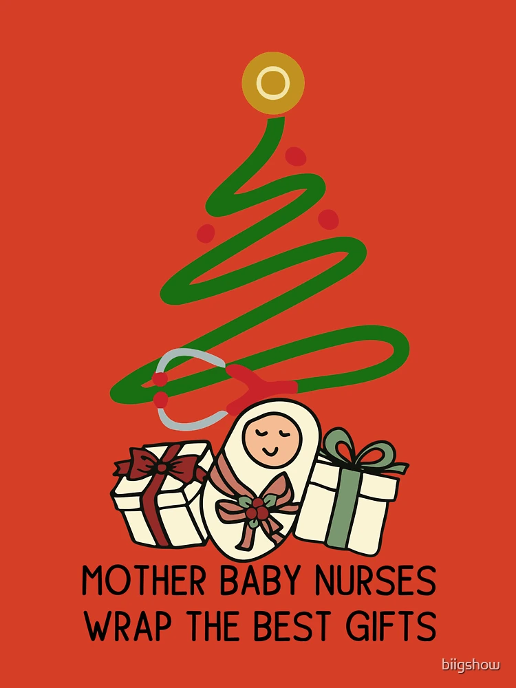 Christmas Mother Baby Nurses Wrap The Best Gifts' Sticker