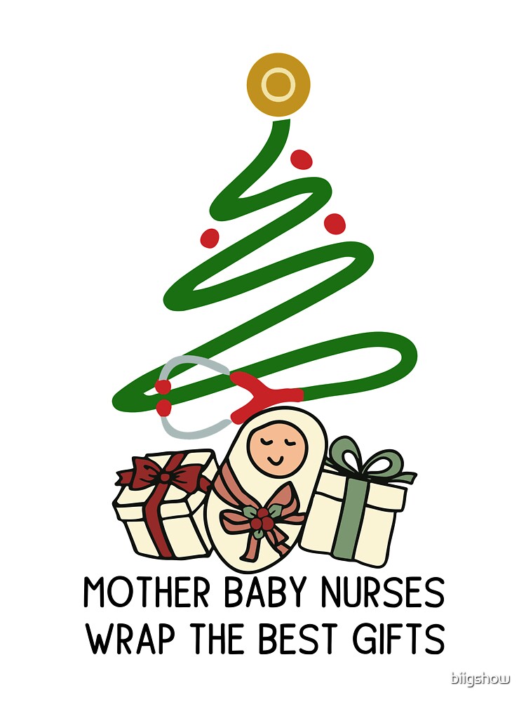 Christmas Mother Baby Nurses Wrap The Best Gifts' Sticker