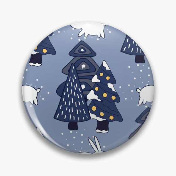 Item preview, Blue Christmas Trees with Snow Rabbits on Light Blue Background Seamless Pattern designed and sold by Trinket-Trickster.