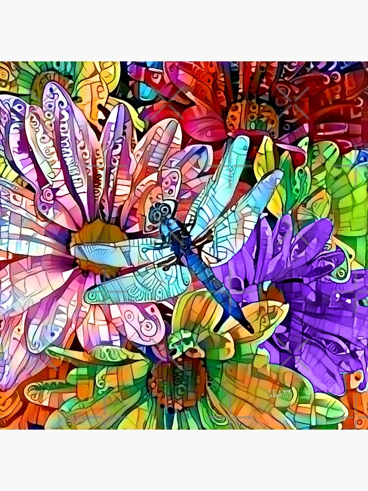 Dragonfly in Daisies by Surreali-Tea
