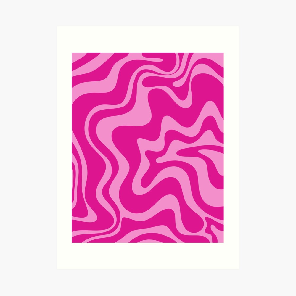 Retro Liquid Swirl Abstract Pattern in Double Y2K Pink Poster by  Kierkegaard Design Studio