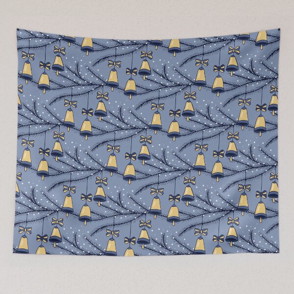 Item preview, Golden Jingle Bells Seamless Pattern designed and sold by Trinket-Trickster.
