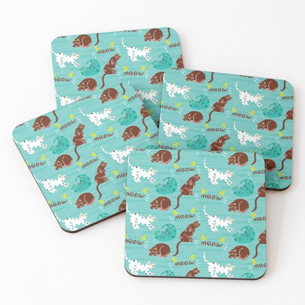 Item preview, Cat pattern, teal pattern cats  designed and sold by patternme.