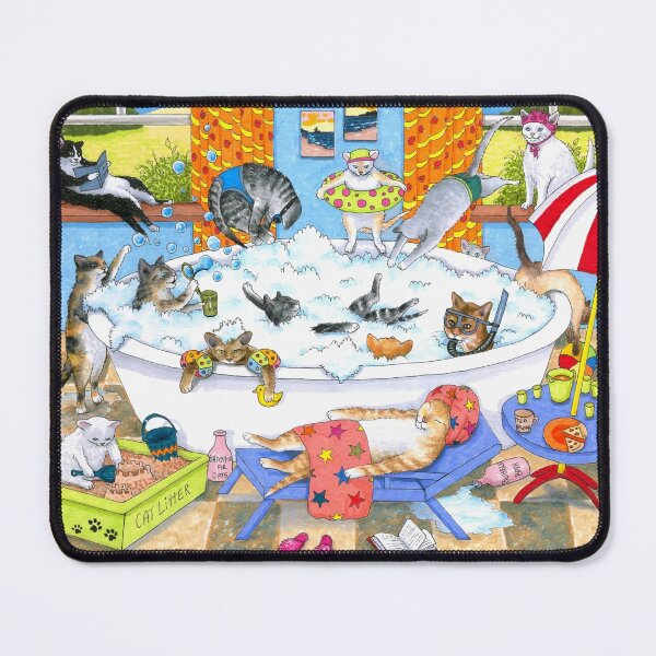 Cat 601 funny cats in bath Mouse Pad