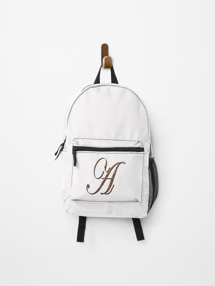 Thumbnail 1 of 3, Backpack, Precision Wood Script Monogram Letter - A Small designed and sold by HananDesign13.
