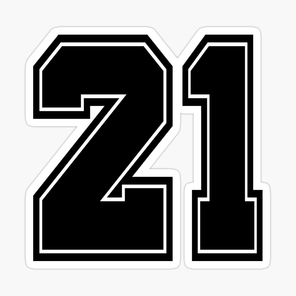 21 Classic Vintage Sport Jersey Number in Black Number on White