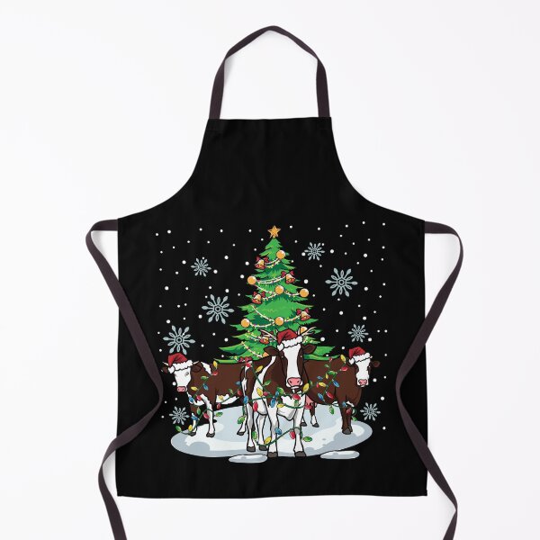 Item preview, Great Christmas Cow Scene with Lights, XMas Tree and Santa Hats for Farmers, Ranchers and Cow Lovers designed and sold by TexasMerch.