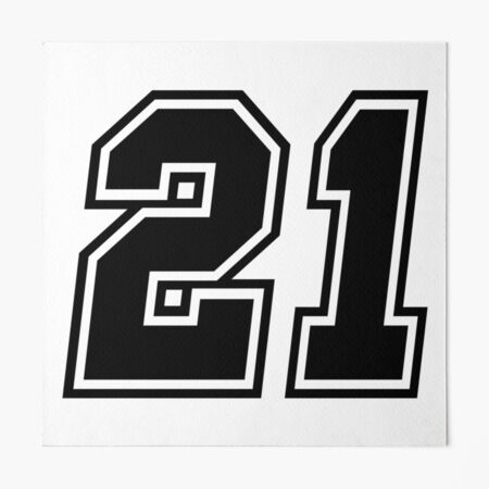 21 Classic Vintage Sport Jersey Number in Black Number on White