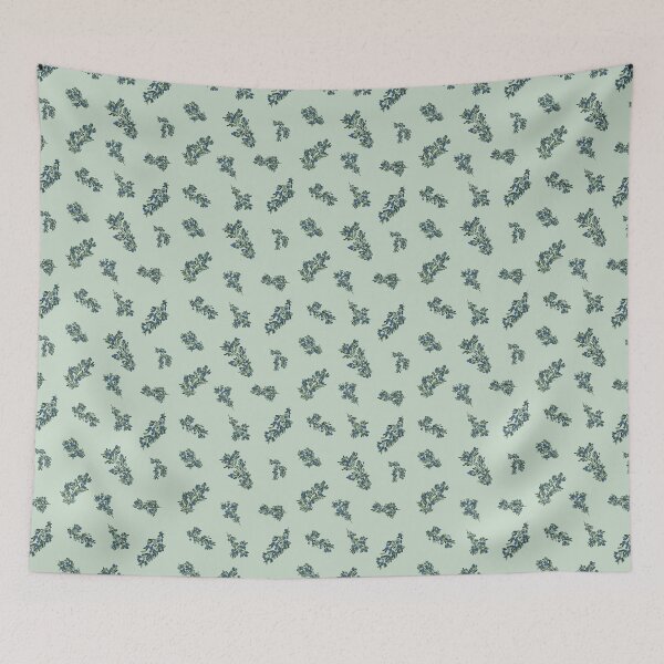 Item preview, Juniper Sprigs Navy and Green on Mint designed and sold by Cat Herold.