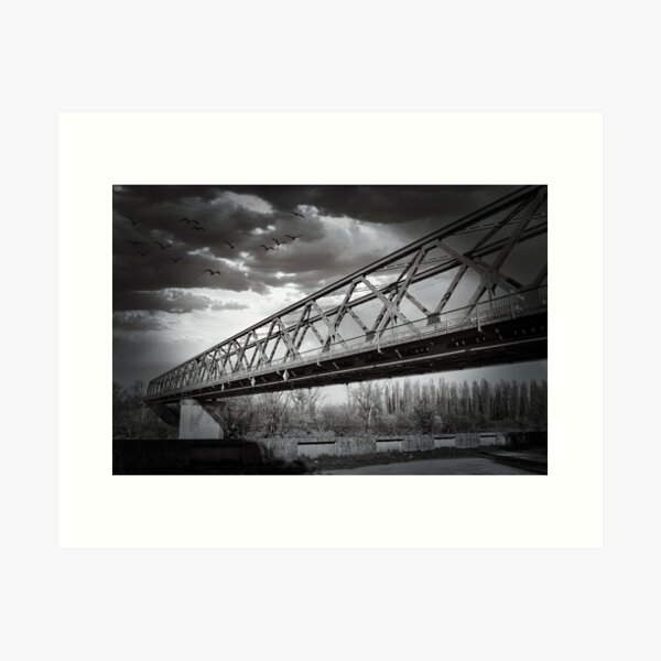 Item preview, Dramatic Black and White Railway Bridge designed and sold by STIGPhotoDesign.