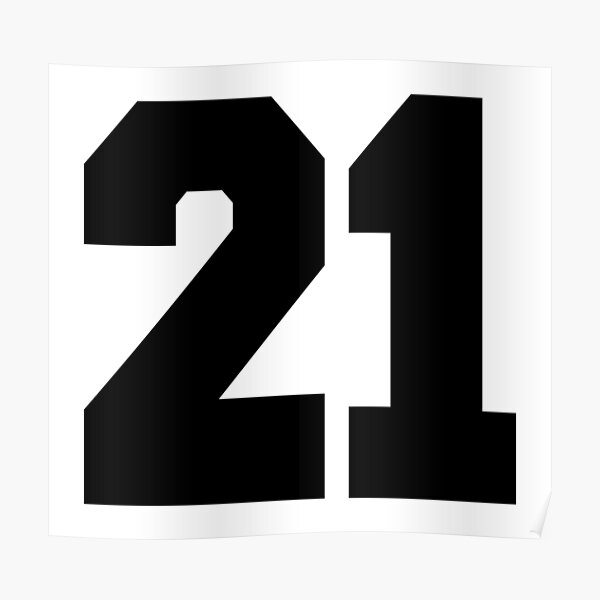 21 American Football Classic Vintage Sport Jersey Number in black number  on white background for american football, baseball or basketball Art  Print