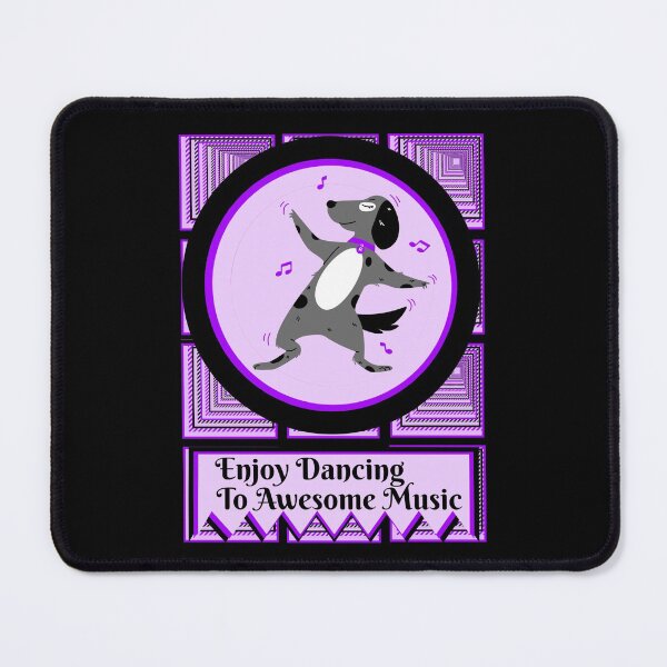 Item preview, Dog enjoying dancing to awesome music in a purple circle surrounded by square tunnels designed and sold by AnnaBBS.