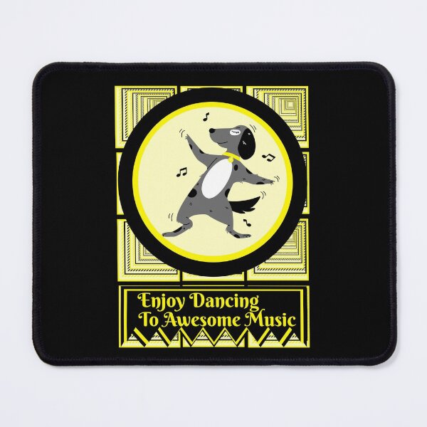 Item preview, Dog enjoying dancing to awesome music in a yellow circle surrounded by square tunnels designed and sold by AnnaBBS.