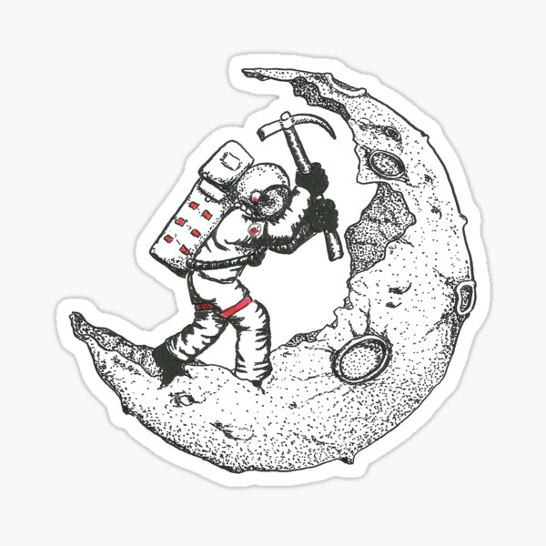 Astronaute creusant le croissant de Lune Sticker