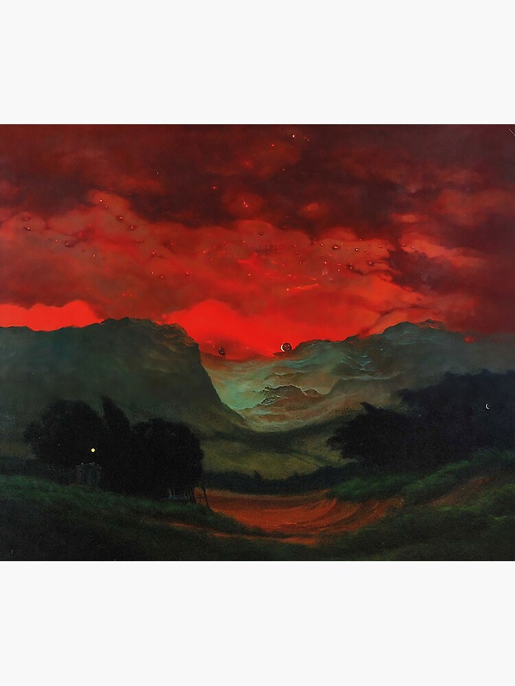 Disover Untitled (Red Sky) by Zdzislaw Beksinski Tapestry