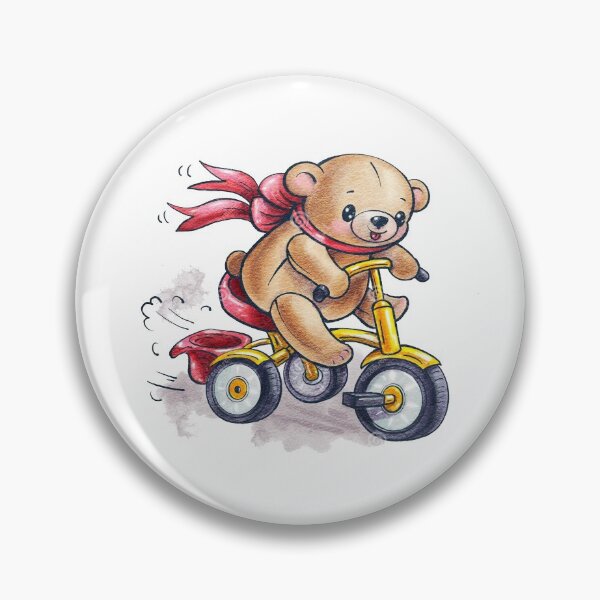 Item preview, drawing of a cyclist teddy bear designed and sold by socuteanimals.