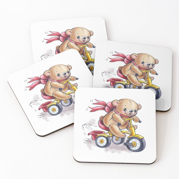 Item preview, drawing of a cyclist teddy bear designed and sold by socuteanimals.