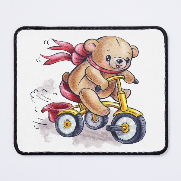 Item preview, drawing of a cyclist teddy bear designed and sold by socuteanimals.