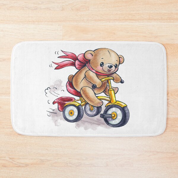 Item preview, drawing of a cyclist teddy bear designed and sold by socuteanimals.