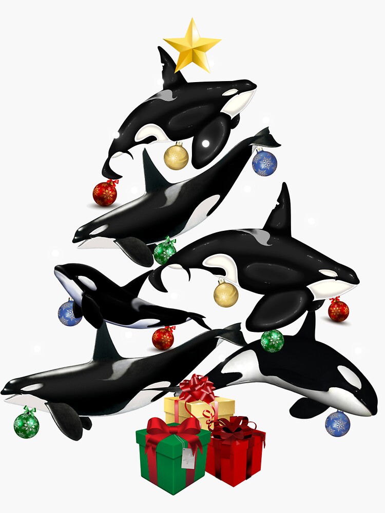 "Orca Killer Whale Christmas Tree Orca Whales Killer Whales" Sticker by