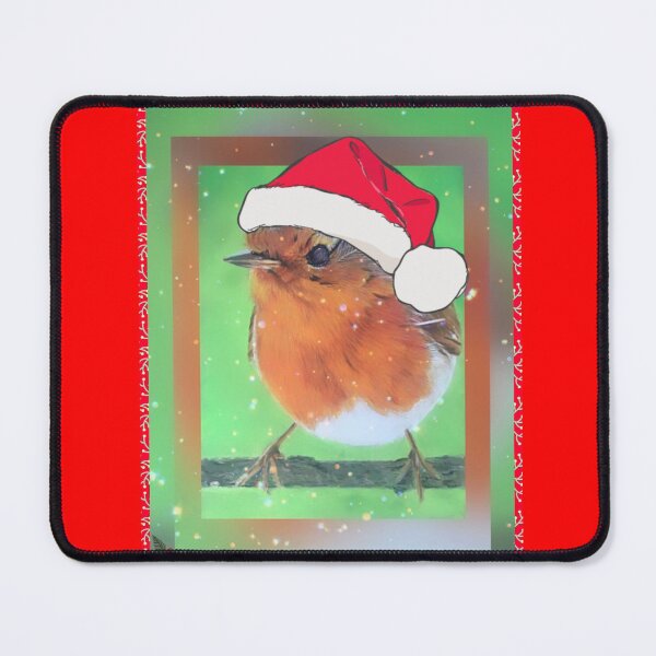 Item preview, Christmas Robin Redbreast bird wearing Santa hat designed and sold by Julieford.