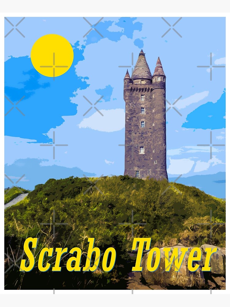 Old Poster Style Of Scrabo Tower Newtownards Northern Ireland