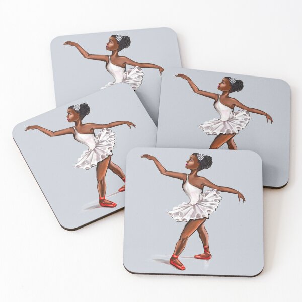 Item preview, Ballet in red shoes - ballerina doing pirouette in white tutu and red shoes  - brown skin ballerina designed and sold by Artonmytee.