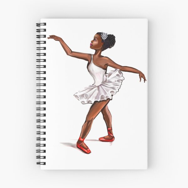 Item preview, Ballet in red shoes - ballerina doing pirouette in white tutu and red shoes  - brown skin ballerina designed and sold by Artonmytee.