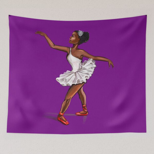 Item preview, Ballet in red shoes - ballerina doing pirouette in white tutu and red shoes  - brown skin ballerina designed and sold by Artonmytee.