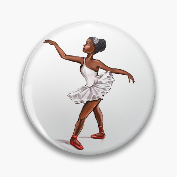 Item preview, Ballet in red shoes - ballerina doing pirouette in white tutu and red shoes  - brown skin ballerina designed and sold by Artonmytee.