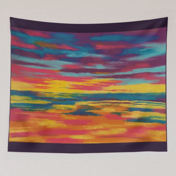 Item preview, Sunset by the beach pastel Redbubble fashion and home accessories designed and sold by Winnie Tam.