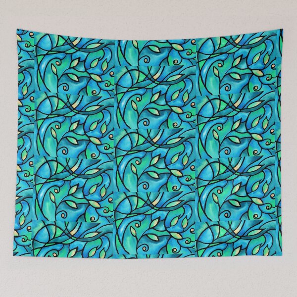 Item preview, Art Nouveau Batik Stained Glass Style Watercolor Art II designed and sold by Irina Sztukowski.