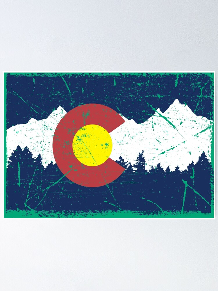 Vintage Colorado State Flag Colorado Mountain Poster for Sale by
