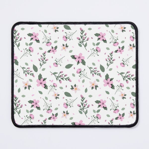 Item preview, Hand Drawn Pattern of Delicate Pink Spring Flowers and Leaves designed and sold by Anna Dreams_Art.
