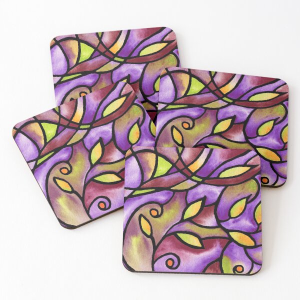 Item preview, Art Nouveau Batik Stained Glass Style Watercolor Art V designed and sold by Irina Sztukowski.