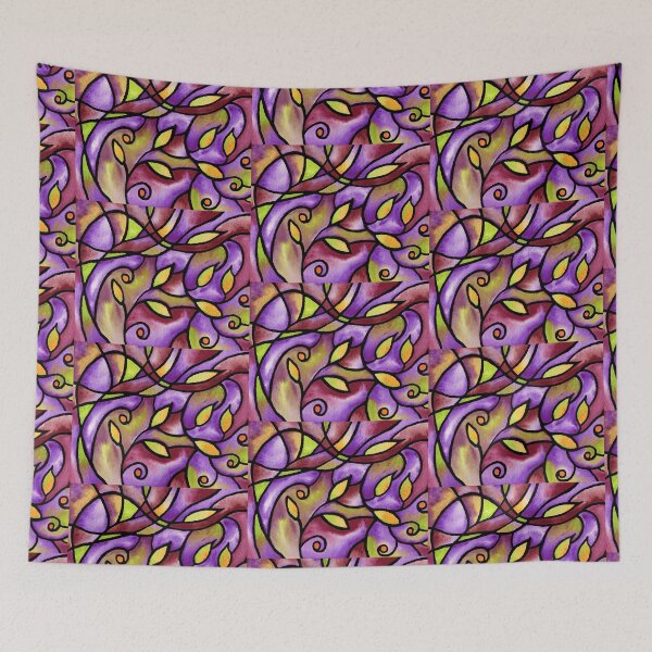 Item preview, Art Nouveau Batik Stained Glass Style Watercolor Art V designed and sold by Irina Sztukowski.