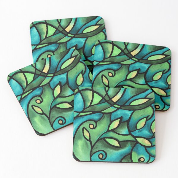 Item preview, Art Nouveau Batik Stained Glass Style Watercolor Art VI designed and sold by Irina Sztukowski.