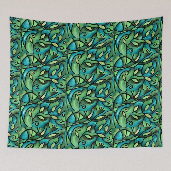Item preview, Art Nouveau Batik Stained Glass Style Watercolor Art VI designed and sold by Irina Sztukowski.