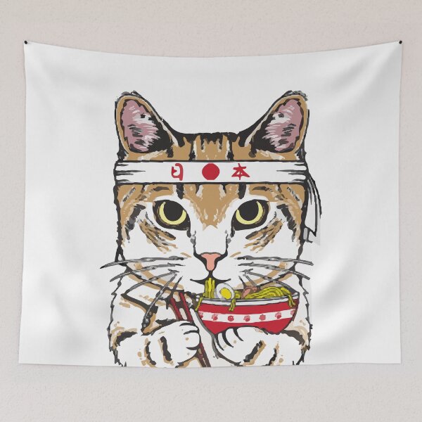 Item preview, Kung Fu Cat Eating Noodles designed and sold by spirit-of-art.