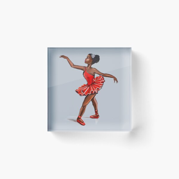 Item preview, Ballet in red shoes - ballerina doing pirouette in red tutu and red shoes  - brown skin ballerina designed and sold by Artonmytee.