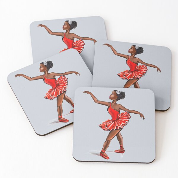 Item preview, Ballet in red shoes - ballerina doing pirouette in red tutu and red shoes  - brown skin ballerina designed and sold by Artonmytee.