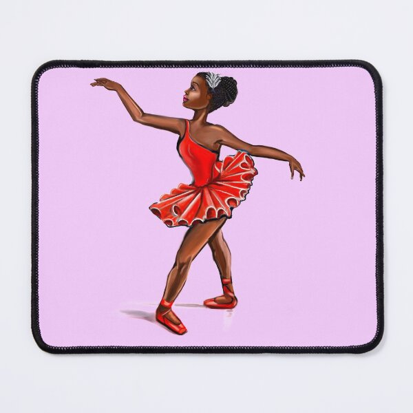 Item preview, Ballet in red shoes - ballerina doing pirouette in red tutu and red shoes - brown skin ballerina designed and sold by Artonmytee.
